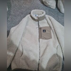 ALO Yoga Cream and Tan Teddy Jacket